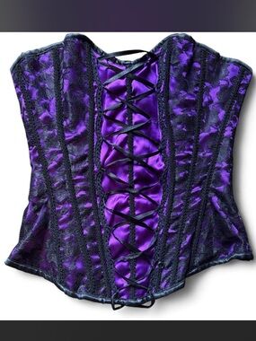 Deadstock Burleska black and purple gothic overbust corset/bustier